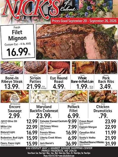 Nick's of Calvert weekly flyer
